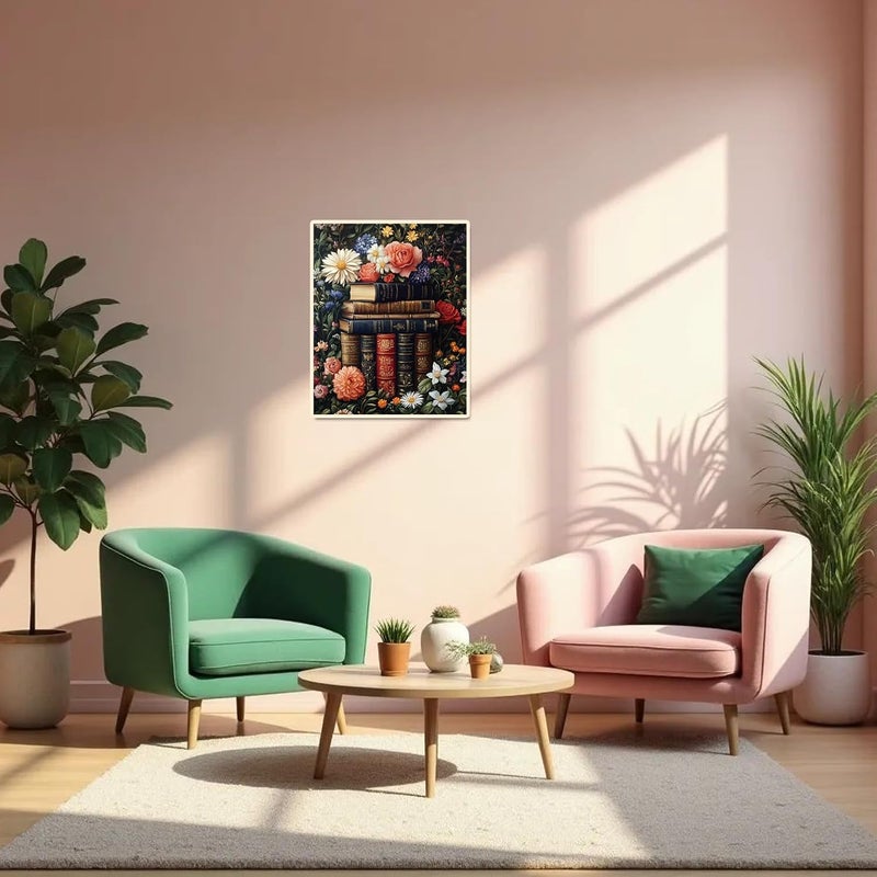 obterie طقم رسم بالأرقام للبالغين للمبتدئين زهور طقم رسم زيت للبالغين على قماش DIY للرسم للمبتدئين فن بالأرقام للهدايا ديكور جدران المنزل 16x20 بوصة - Image 5